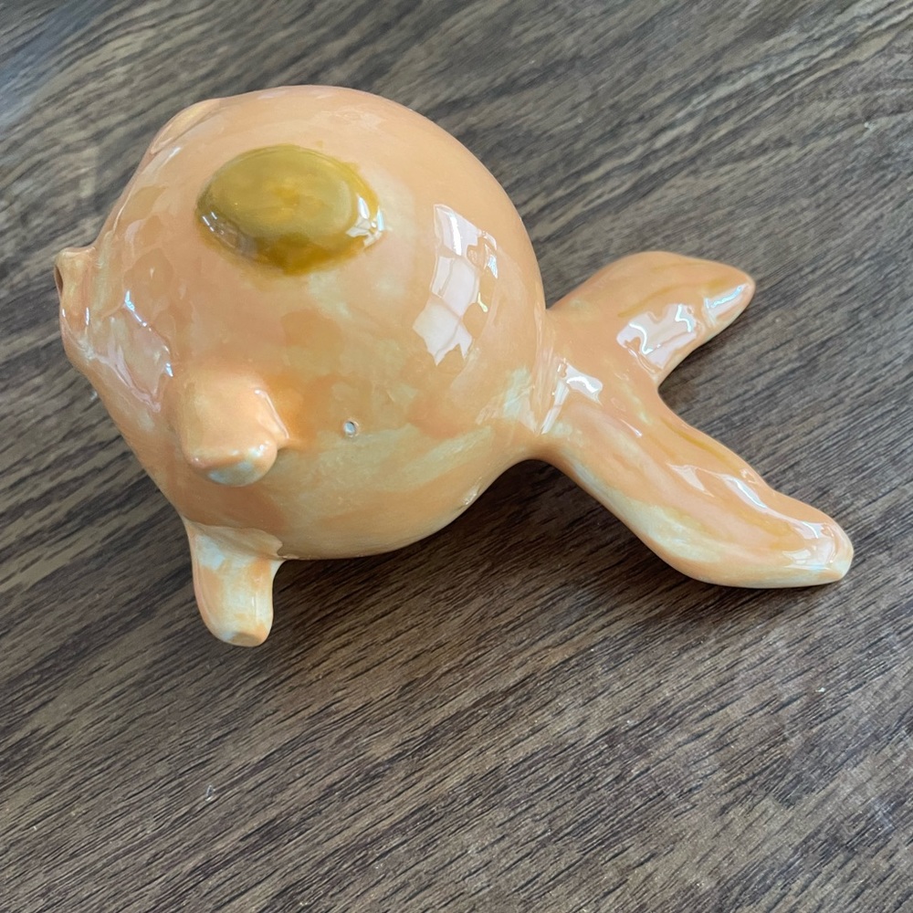 Hand Painted Ceramic Gold Fish Figurine- Pencil Holder - Picture 7 of 12